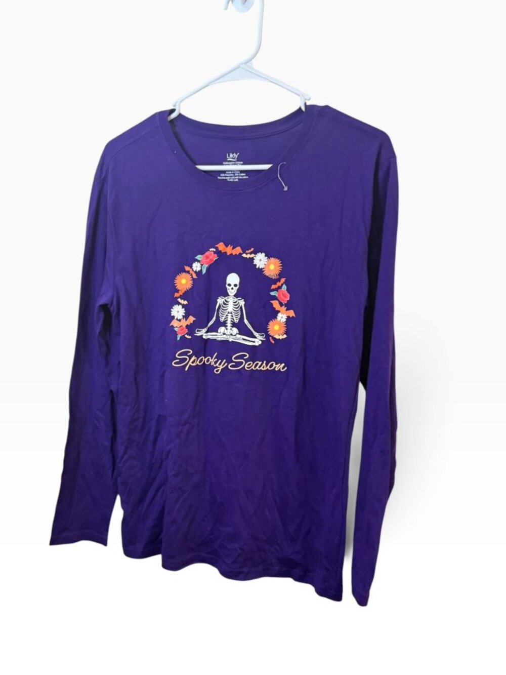 Lildy Halloween Skeleton “Spooky Season” Long Sleeve Shirt – Women’s Small